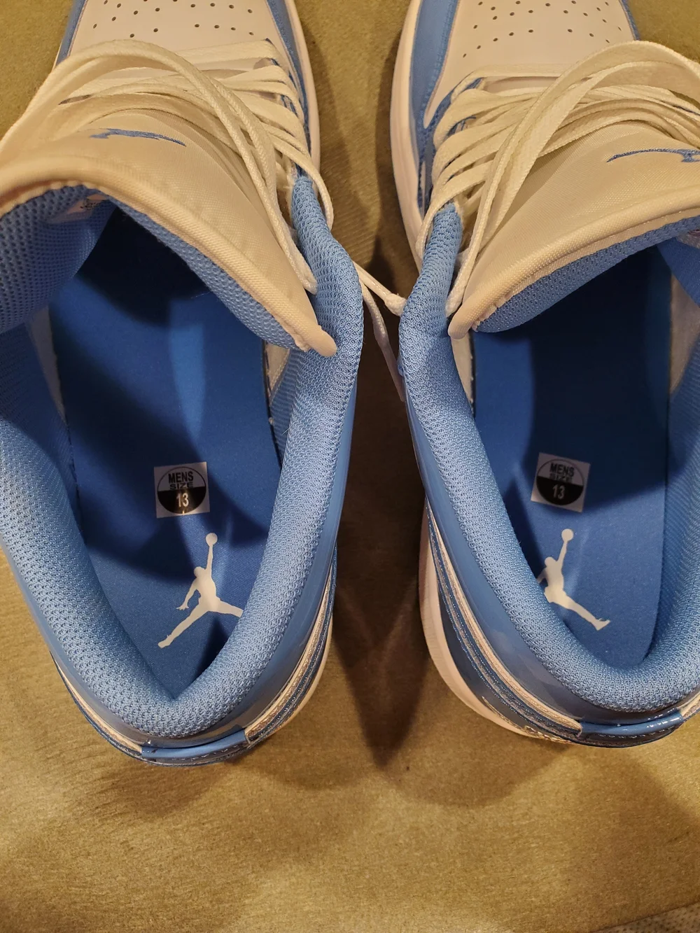 Jordan 1 Low Top Sneakers White and University Blue